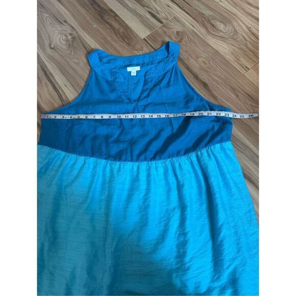 J. Jill Color Block Tier Maxi Tank Dress Blue Green Rayon Pockets Sz 2X - Picture 7 of 9